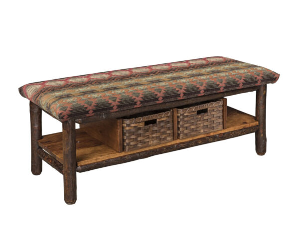 48" Bench With Two Baskets And Fabric Seat