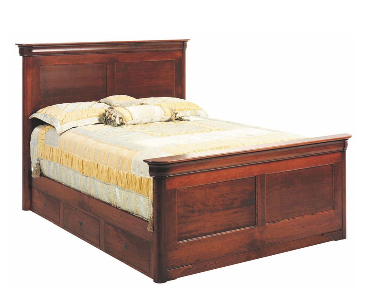Louis Phillipe Panel Bed With Drawer Units