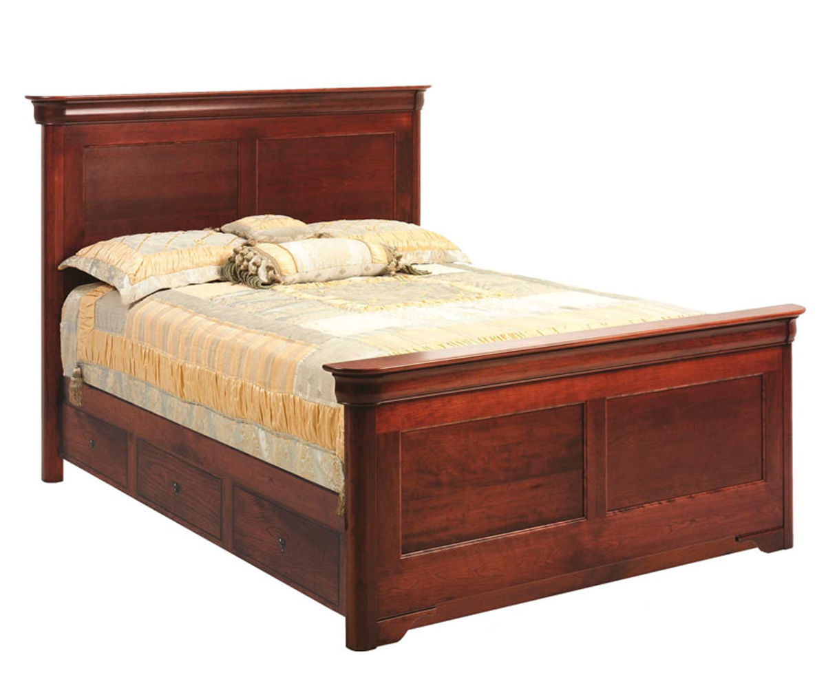 Louis Phillipe Panel Bed With Drawer Units Raised 2"