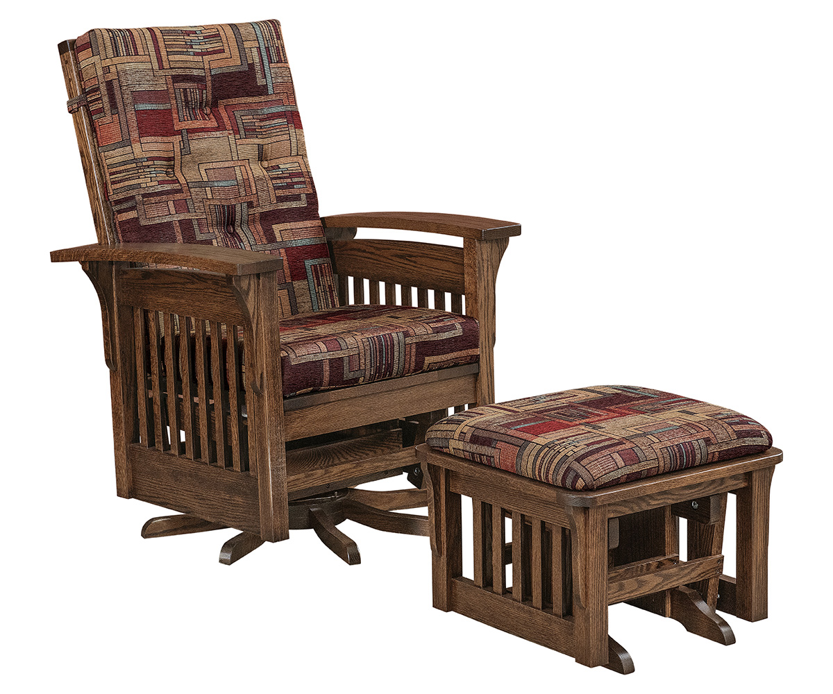 Bow Arm Slat Glider Swivel with Ottoman