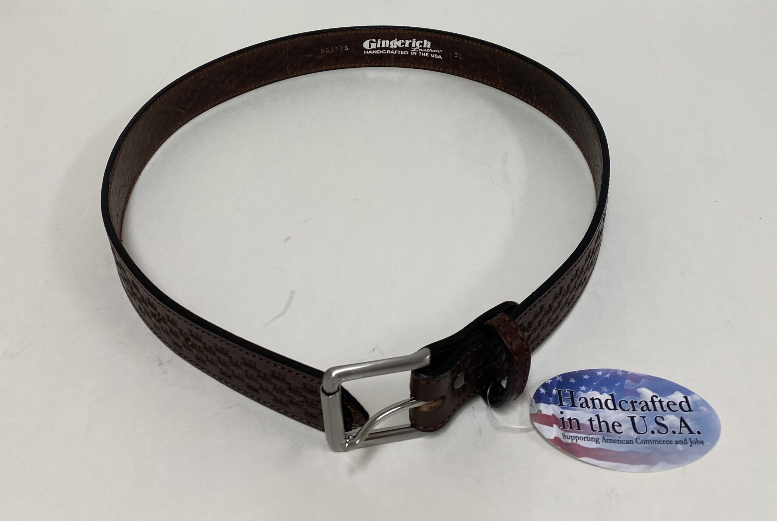 Basket Weave Western Work Belt Brown